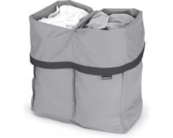 Brabantia - Bo Waszak 2 x 45L - Vervangende tas voor Bo Wasmand - Twee compartimenten voor eenvoudig sorteren - Draagbaar & Hygiënisch - Katoenen tas met klittenbandsluiting - Grijs