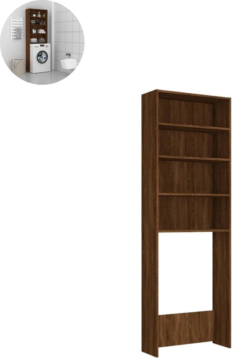Wasmachine ombouw - Kast - Opbouwmeubel - Verhoger - Wasmachine meubel - Opbergkast - Hout - Bruin Eiken — afbeelding 1