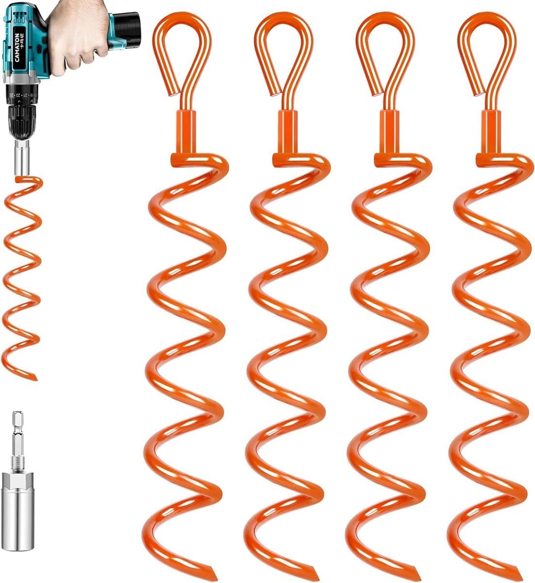Grondankers met adapter - Set van 4 stuks voor trampoline, tenten, luifels, dekzeilen, schommels — afbeelding 1