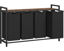 ACAZA Wasmand - Wassorteerder - 4 Vakken - 160 L - 116 x 72 x 33 cm - Vintage Bruin en Zwart