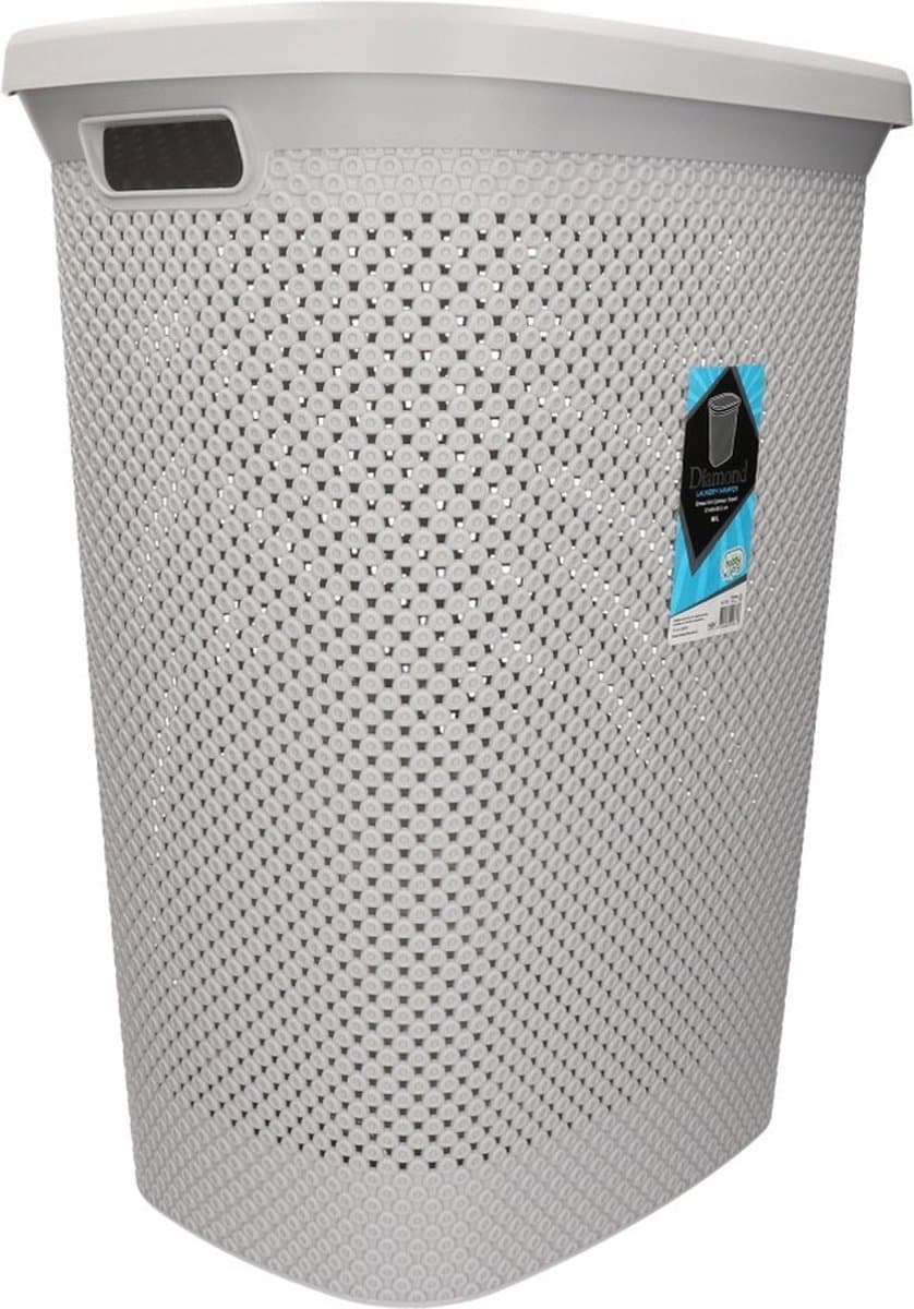 Wasmand - met deksel - grijs - 60 liter - kunststof - wasmanden - Huishoudelijke producten — afbeelding 1