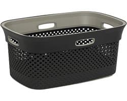 5Five Wasmand van rotan gevlochten - antraciet - kunststof - 45 liter - 59 x 39 x 27 cm - wasgoed manden