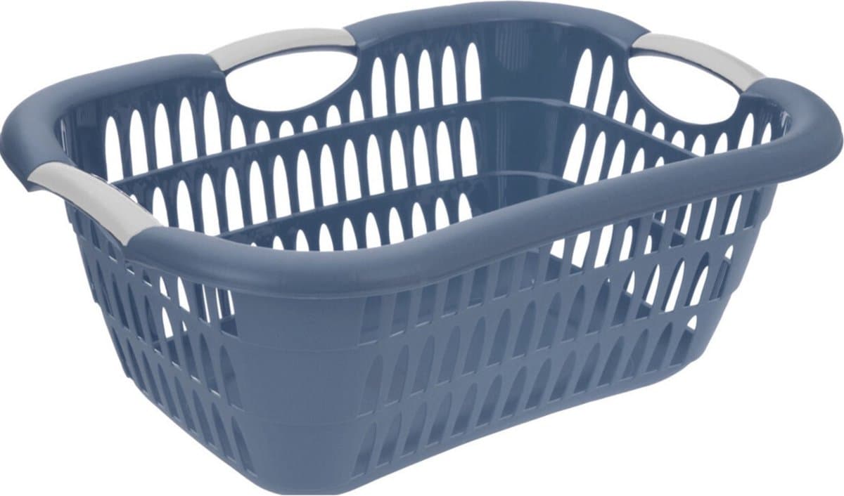 Kunststof wasmandje blauw 15 liter L40 x B30 x H20 cm - Draagwasmandje met handvatten — afbeelding 1