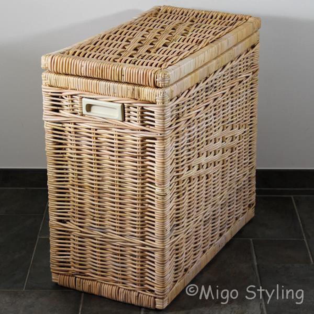 Wasmand - Duo - Naturel - 2 vakken - 67x35xH65 - Riet - Rotan - Rechthoek — afbeelding 1
