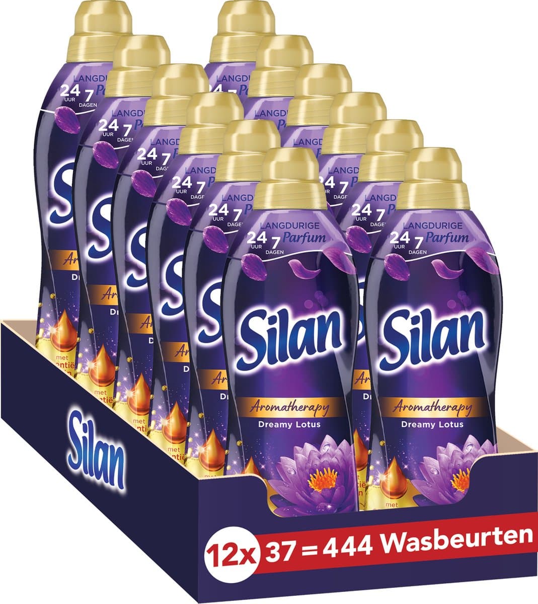 Silan Aroma Therapy - Dreamy Lotus - Wasverzachter -Zijdezachte Was - Langer Stralende Kleding - Langdurige Frisheid - Voordeelverpakking - 12 x 37 wasbeurten — afbeelding 1