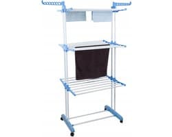 Playos® - Droogtoren - Blauw / Wit - Inklapbaar - met Wielen - tot 40 Kilo - 17 meter Drooglengte - Droogrek - Droogmolen - Wasmolen — afbeelding 1