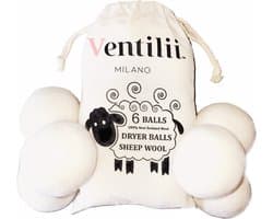 Witte XL drogerballen 6 stuks (7cm) van schapenwol - wasdroger drogerbol droger bal bol — afbeelding 1