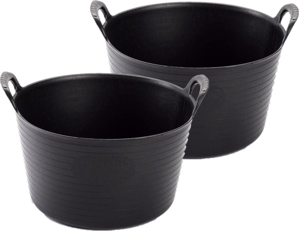 Set van 5x stuks flexibele emmer/wasmand zwart 56 liter - Opbergmanden - Wasmanden - Flexibele emmers — afbeelding 1