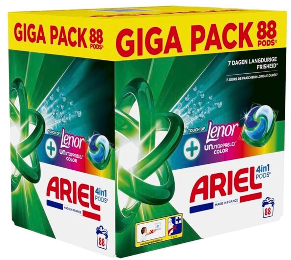 Ariel - +Touch of Lenor Unstoppables Color 4-in-1 Pods - 88 Wasbeurten — afbeelding 1