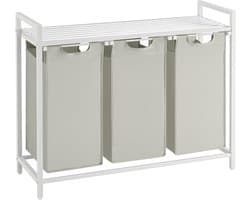 ACAZA Wasmand 3 vakken - 114 L - Wit - 92,5 x 33 x 71 cm — afbeelding 1