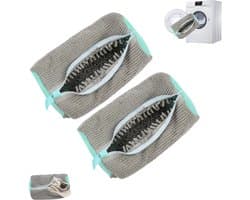 2-Pack wasmachine schoenveters, herbruikbare schoenreinigingszak, wasmachine schoenzak, sneaker mesh waszak voor wasmachine en droger (grijs)
