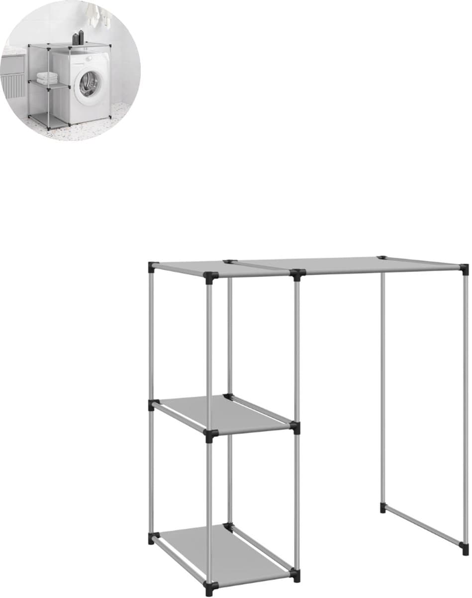 Wasmachine rek - Ombouw - Kast - Opbouwmeubel - Verhoger - Wasmachine meubel - Opbergkast - Ijzer - Grijs — afbeelding 1