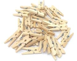New Age Devi - Houten Mini Knijpers - 100 STUKS - 2.5 CM - Fotoknijpers - Fotohouder - Knijpers - Wasknijpers - Kerstkaart hangers