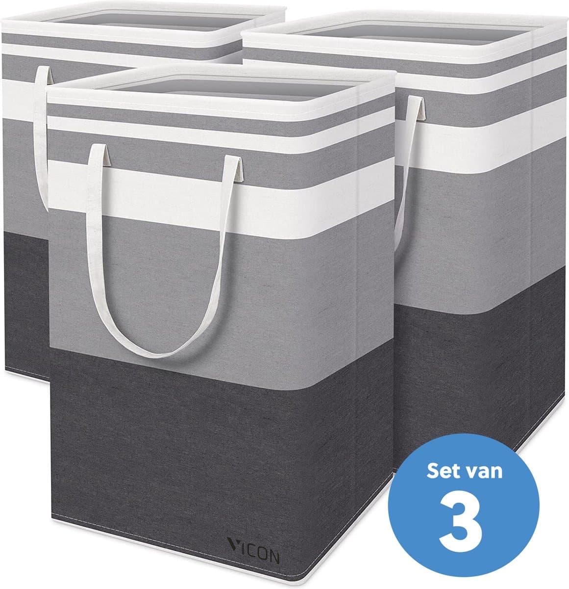 Wasmand met Versterkte Handgrepen - 3 Stuks - 75L - Opvouwbaar - Waterafstotend - Waszak voor wasgoed - Wassorteerder - Organizer kleding - Wasbox — afbeelding 1