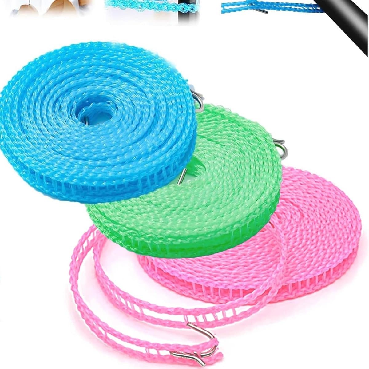 Outdoor Nylon Waslijn 5 Meter - Antislip Winddichte Kledinglijn voor Camping en Terras - 3 Stuks — afbeelding 1