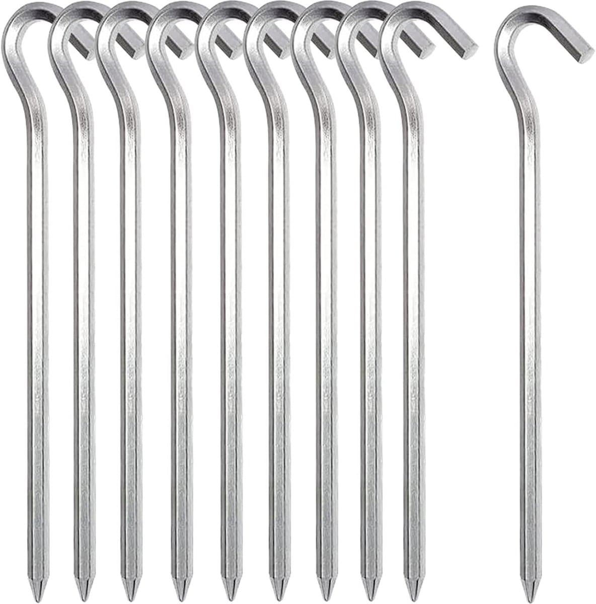 Stevige metalen tentpinnen van 7'' - 10 stuks, roestvrij en duurzaam voor kamperen, zeilen en outdoor activiteiten — afbeelding 1