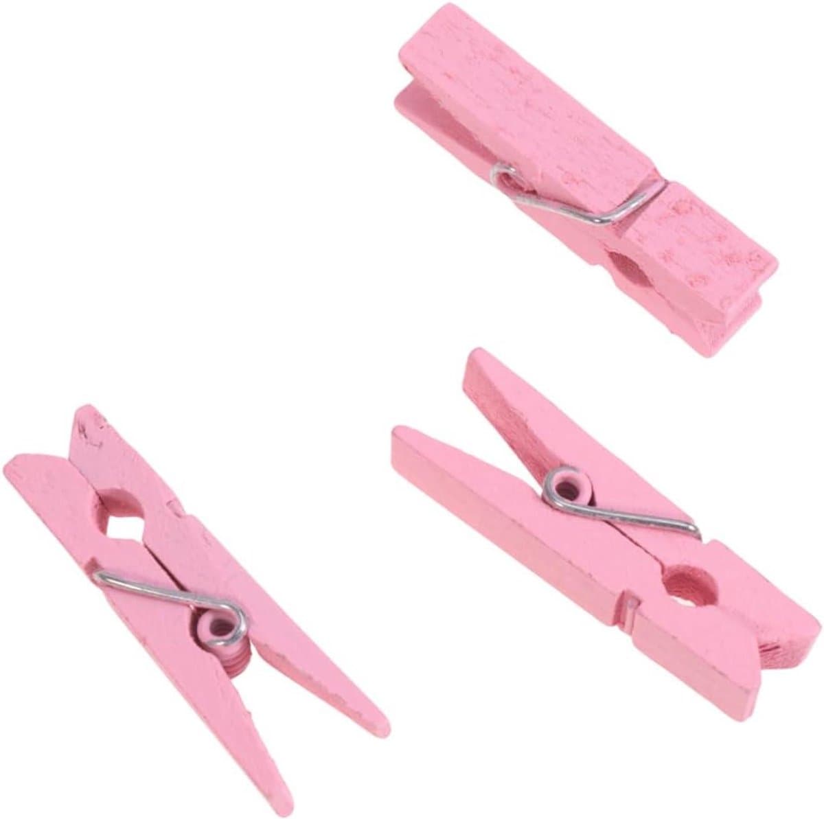 Houten Clips - Decoratieve Knijpers - Fotodisplay Maken - Natuurlijk Hout - 100 Stuks - Roze — afbeelding 1