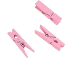Houten Clips - Decoratieve Knijpers - Fotodisplay Maken - Natuurlijk Hout - 100 Stuks - Roze