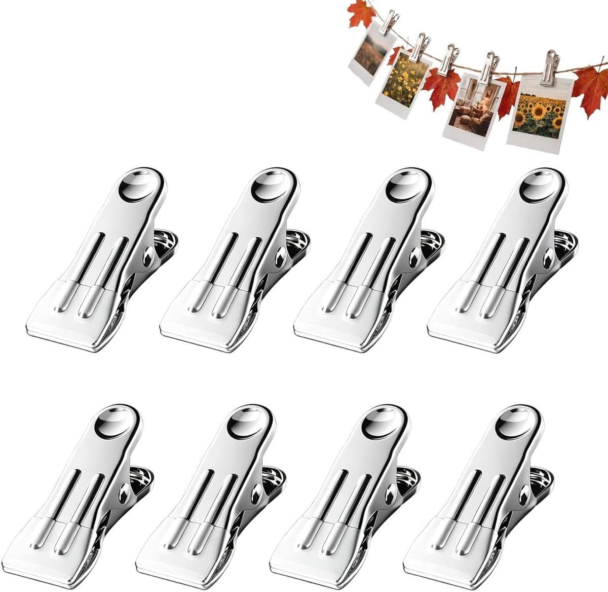 Kledingspelden Roestvrijstaal - Wasknijpers Clips - Wasgoed Organiseren - Robuuste Stoffen Grip - 5.5 cm Lengte - Wit — afbeelding 1