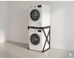SERALUXE - Wasmachine Kast - Wasmachine Verhoger- Metaal - Zwart - Universeel Wasmachine en Droger Kast - Wasmachine Ombouw - Wasmachinerek - Wasmachine Sokkel- Robuust - Stabiel - Stevig - Anti Vibratie — afbeelding 1