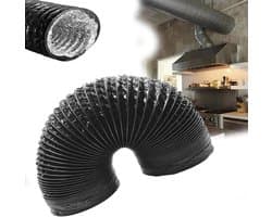 Droger Vent Slang - Afzuigslang Ventilatie - Luchtstroom Verbeteren - Flexibel Aluminiumfolie - 5 meter 200mm - Zwart