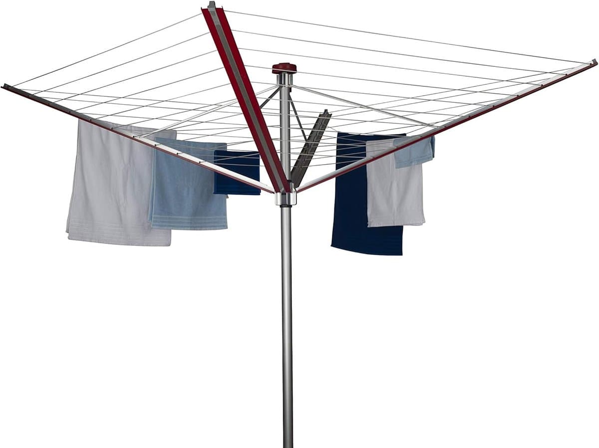 Droogmolen Buiten - Wasrek Outdoor - Was Drogen - In Hoogte Verstelbaar - 60 Meter Lijn - Rood — afbeelding 1