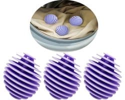 Paarse Herbruikbare Wasballen - 3 Stuks - Verwijder Huisdierhaar En Lint - Antiklit Voor Wasmachine En Droger - Diameter 5.5 cm