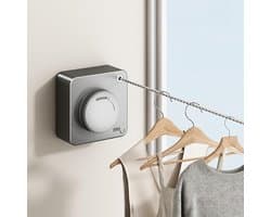 Intrekbare Waslijn - Wandwasrek Droogrek - Was Drogen - Anti-doorzakken Design - 48 Meter - Grijs