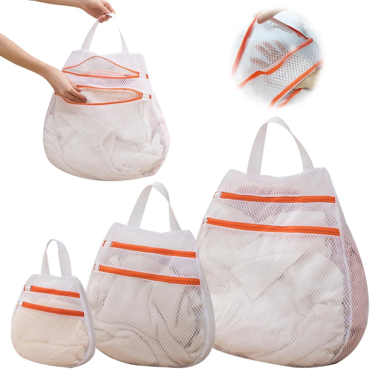 Allecto - Set van 3 Herbruikbare Waszakken - Polyester Mesh voor Wasmachine met Rits - Bescherming voor Kleding, Sokken en Ondergoed — afbeelding 1