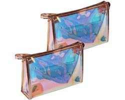 Draagbare Reiswaszak en Transparante Make-up Tas met Rits voor Kantoorbenodigdheden en Make-up Accessoires, 2 Stuks