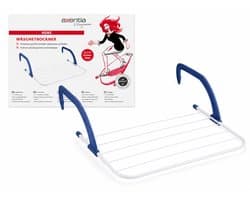 Axentia Hangend Droogrek voor Radiator of Balkon – Opvouwbaar Wasrek – 3 Meter Drooglengte – Wit/Blauw