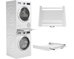Wasdroger Spacer - Wasstapelaar Tussenstuk - Ruimte Besparen - Uittrekbare Droogrek - 60 cm Breed - Wit