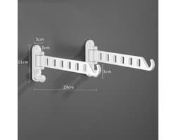 Kledingrek - 2 Stuks - Opvouwbaar Kledingroede - Aluminiumlegering - Wandmontage - Draaibaar - Droogrek voor kleding - Garderobestang - Ruimtebesparend - Kledingstang Roede Kast - Geschikt voor kledingkasten en opbergruimtes - 29*3*11cm - Wit