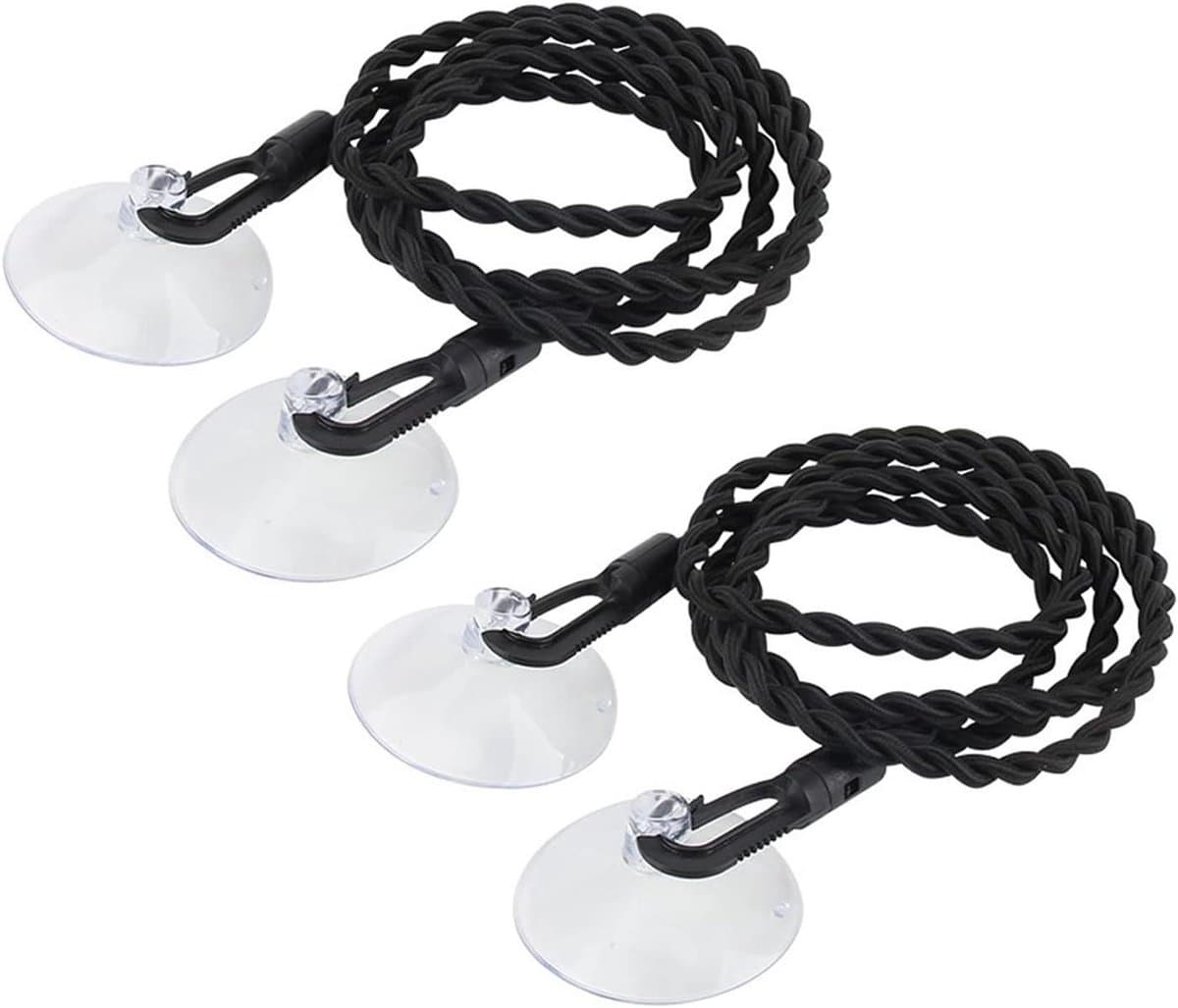 Waslijn Set - Draagbare Lijn - Kleding Drogen - Zuignappen & Haken - 2x 2.5 Meter - Zwart — afbeelding 1