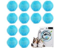 Wasbollen - Herbruikbare wasballen - 12 Stuks- 5 cm diameter - Verwijdert haar en vlekken - Wasmachine / Wasgoed Huisdierhaarvanger - Wasdrogerballen - Verwijdert katten- en hondenhaar uit kleding - Blauw