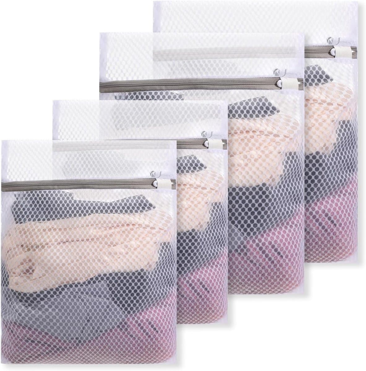 Set van 4 waszakken voor delicate kleding, mesh met rits, ideaal voor lingerie, sokken en bh's — afbeelding 1