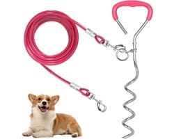 Robuuste grondanker voor honden, ideaal voor grote honden, met 3 m oproepleid en roestvrije beveiliging voor kleine en middelgrote honden.