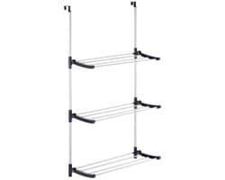 Kinvara droogrek - zilver/zwart - 12 x 7 x 61 cm - metaal/kunststof - wasrek - ophangbaar — afbeelding 1