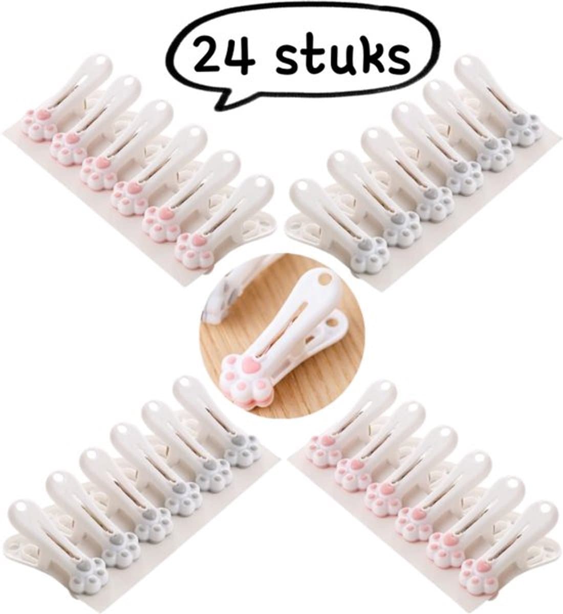 24 stuks - Wasknijpers - Schattige wasknijpers in de vorm van kattenpootjes - Met zacht handvat en stevige sluiting - Diverse kleuren — afbeelding 1