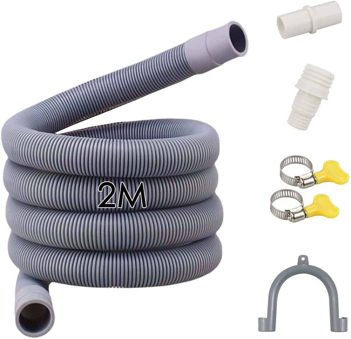 Ibenzoa® Flexibele Afvoerslang Set van 2 Meter voor Wasmachines en Vaatwassers met Accessoires — afbeelding 1