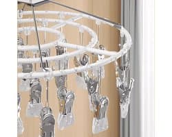 Sokkenhouder met draaifunctie - roestvrij staal - 24 clips voor ondergoed - handig voor het drogen - ShopVlot