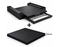 ProductXpert Stacko™ - Stapelkit & Anti Trillingsmat voor Wasmachine en Droger - Tussenstuk - Uitschuifbare Plank met Handdoekhouder - Zwart- AntiSlip - Geluidsdempende Antislip Mat - 620 x 620 x 20 mm