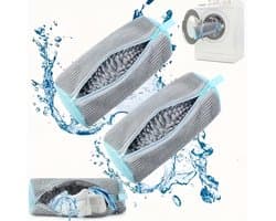 Schoenwaszak - Waszak voor schoenen - 2stuks - Herbruikbaar - Wasmachine & Droger - voor Sneakers en Tennisschoenen - Grijs