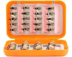 Fishing Forel Fly, 40 stuks levensechte vliegvissen Fly Trout Fly Lures Hook Fly Fishing Kit Box (Golden)