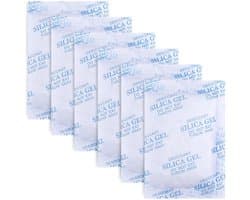 droogmiddel, 6 verpakkingen van elk 50 g, vochtabsorberend, herbruikbare silicagel, droogzak tegen vocht, voor badkamer, kast, schoenen, leer, artikelopslag