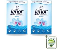 2 x Lenor - Droogtrommeldoekjes - Aprilfris - Textielverfrisser - 34 Doekjes - Grootverpakking - Vaatwasstrips - Droogtrommeldoekjes - Frisheid - Wasdoekjes - Statische Elektriciteit - Wasgoed