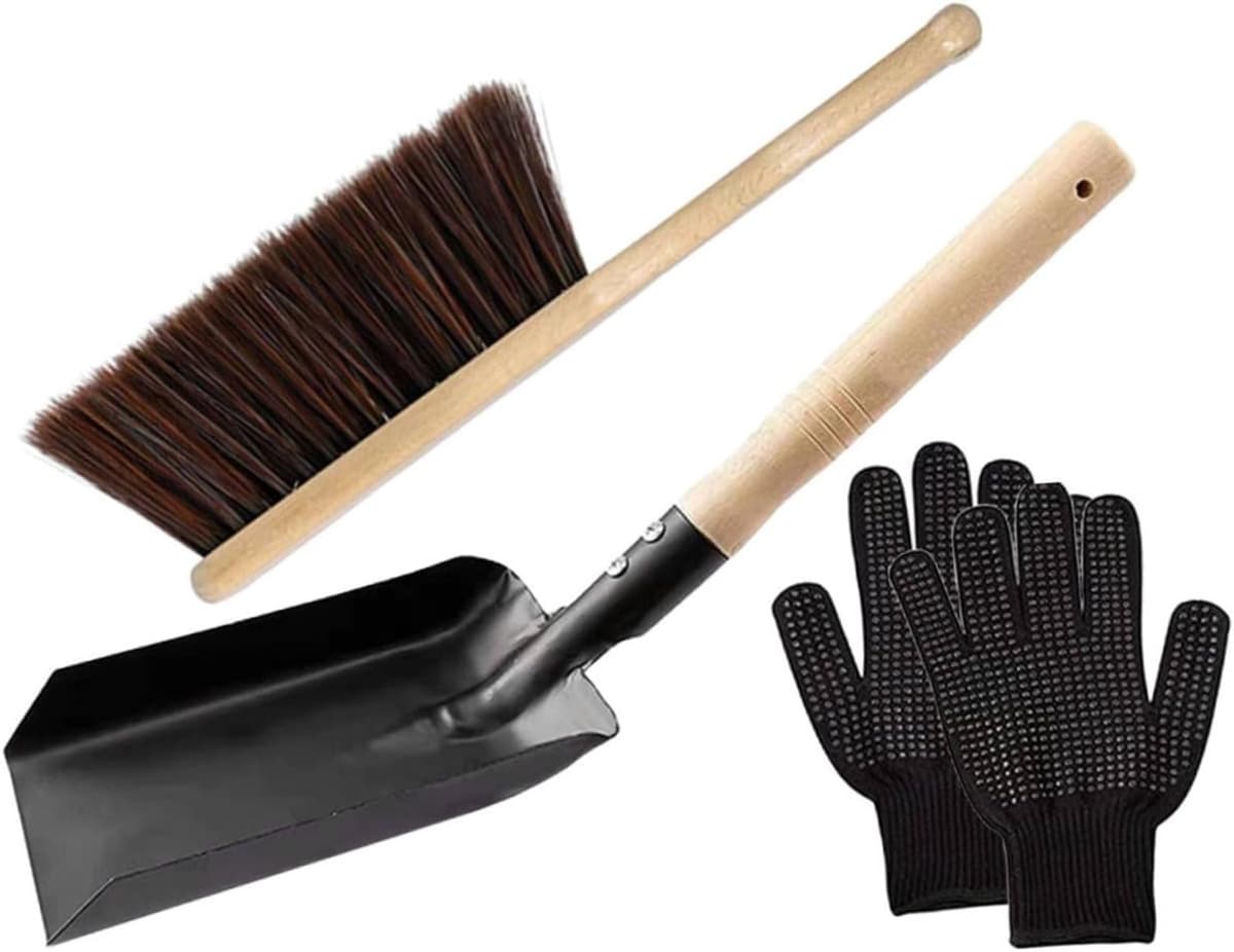 1set Handveger Schep Voor Haardreiniging Handvat Brandwerende Handschoenen Voor Haard Kachelonderhoud — afbeelding 1