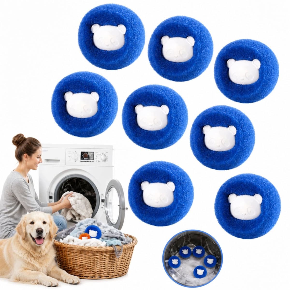 8x Wasmachines Ballen - Anti-Pluis & Verwijder Huisdier Haar — afbeelding 1
