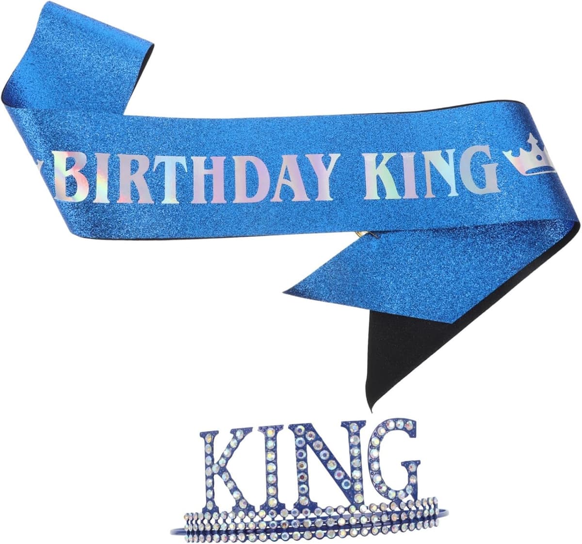 1set Verstelbare Verjaardagscrown Sash Voor Mannen Koninklijke Verjaardagsdecoraties Met Metalen Crown Decoratieve Sash Voor Feestelijke Gelegenheden — afbeelding 1