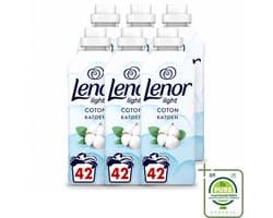 6 x Lenor Light - Wasverzachter - Katoen - Fris & Zacht - 42 Wasbeurten - Grootverpakking - Vaatwasstrips - Wasverzachter Katoen - Wasverzachter Fris - Wasverzachter Katoen Bloesem - Wasverzachter Milde Geur - Wasverzachter 0% Kleurstoffen